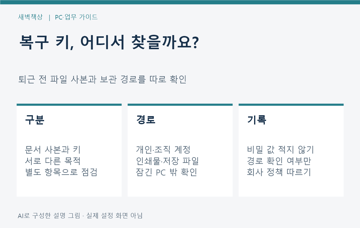 BitLocker 복구 키 확인: 퇴근 전 보관 경로 점검