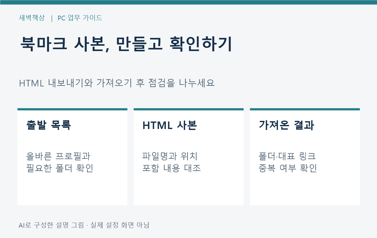 크롬 북마크 내보내기·가져오기: HTML 백업 전후 확인법