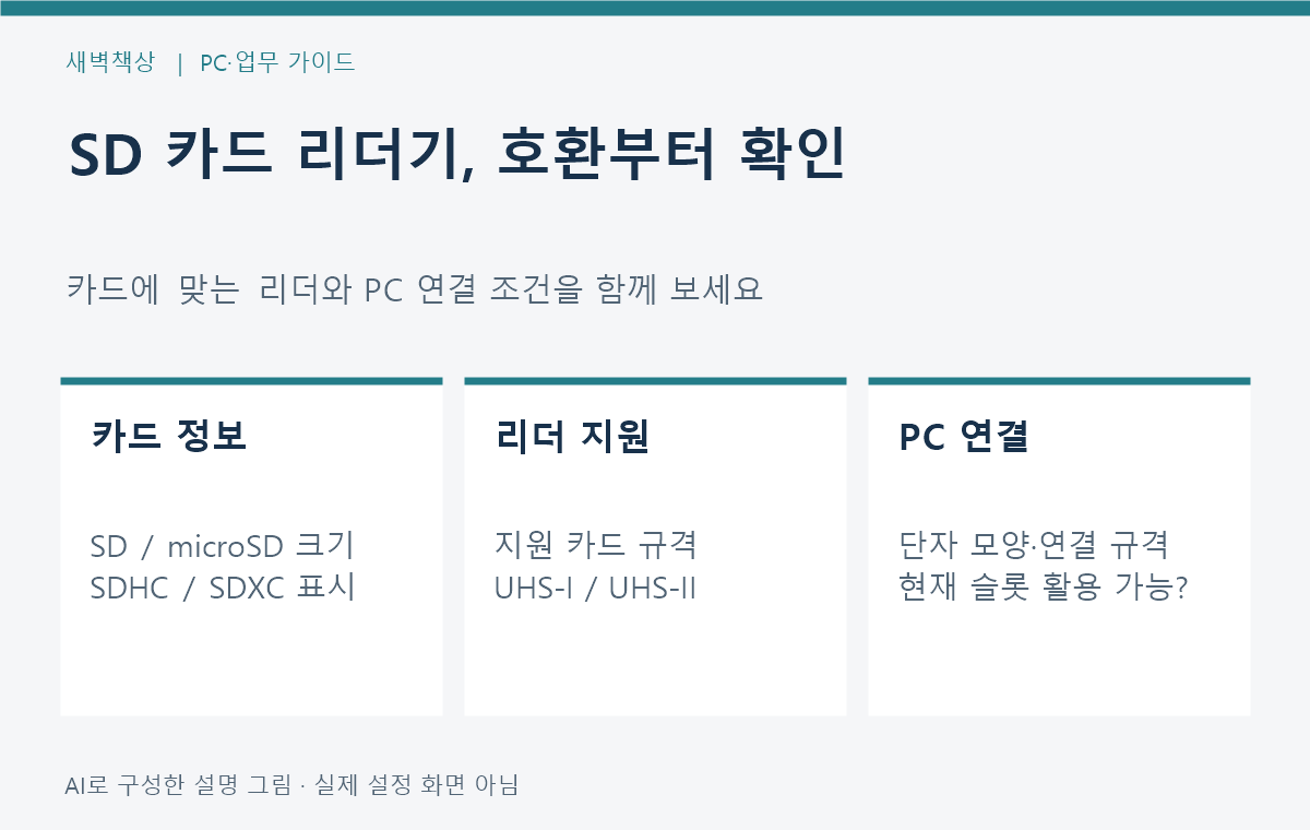 SD 카드 리더기 구매 전 호환성 확인: SDXC·UHS·연결 단자