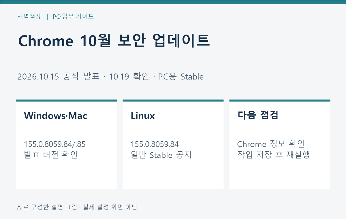 크롬 10월 보안 업데이트: 버전 확인과 다시 실행 전 점검