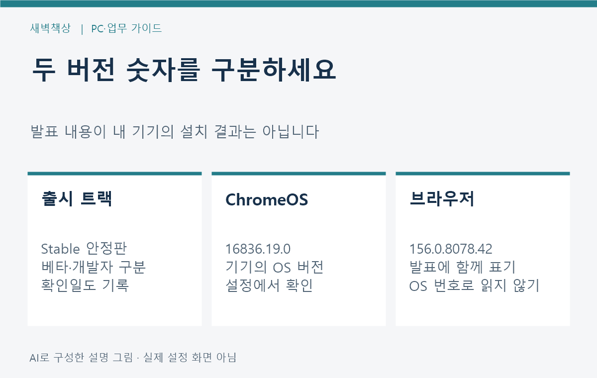 ChromeOS OS 버전과 브라우저 버전 및 안정 채널을 구분한 10월 20일 발표 요약