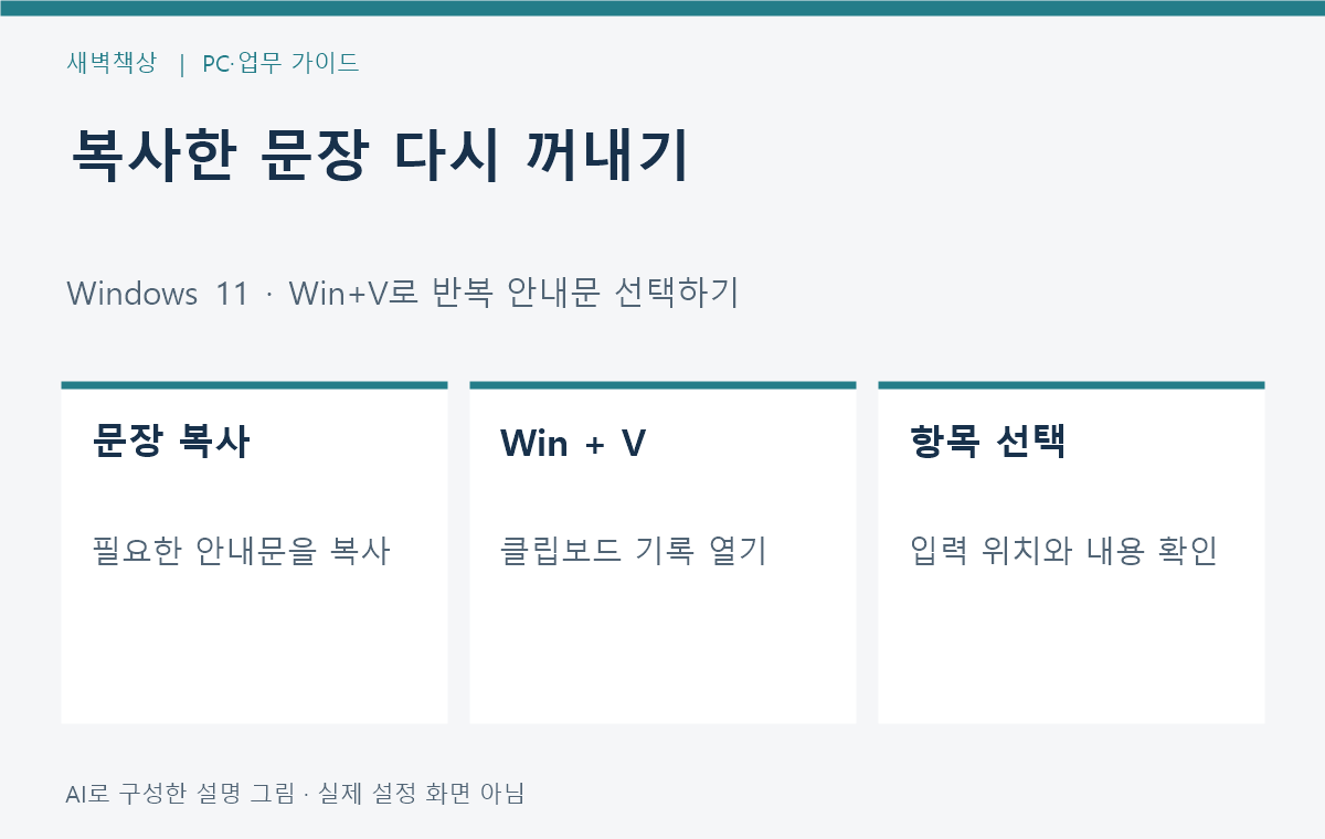 윈도우 11 클립보드 기록 Win+V: 복사한 문장 다시 붙여넣기