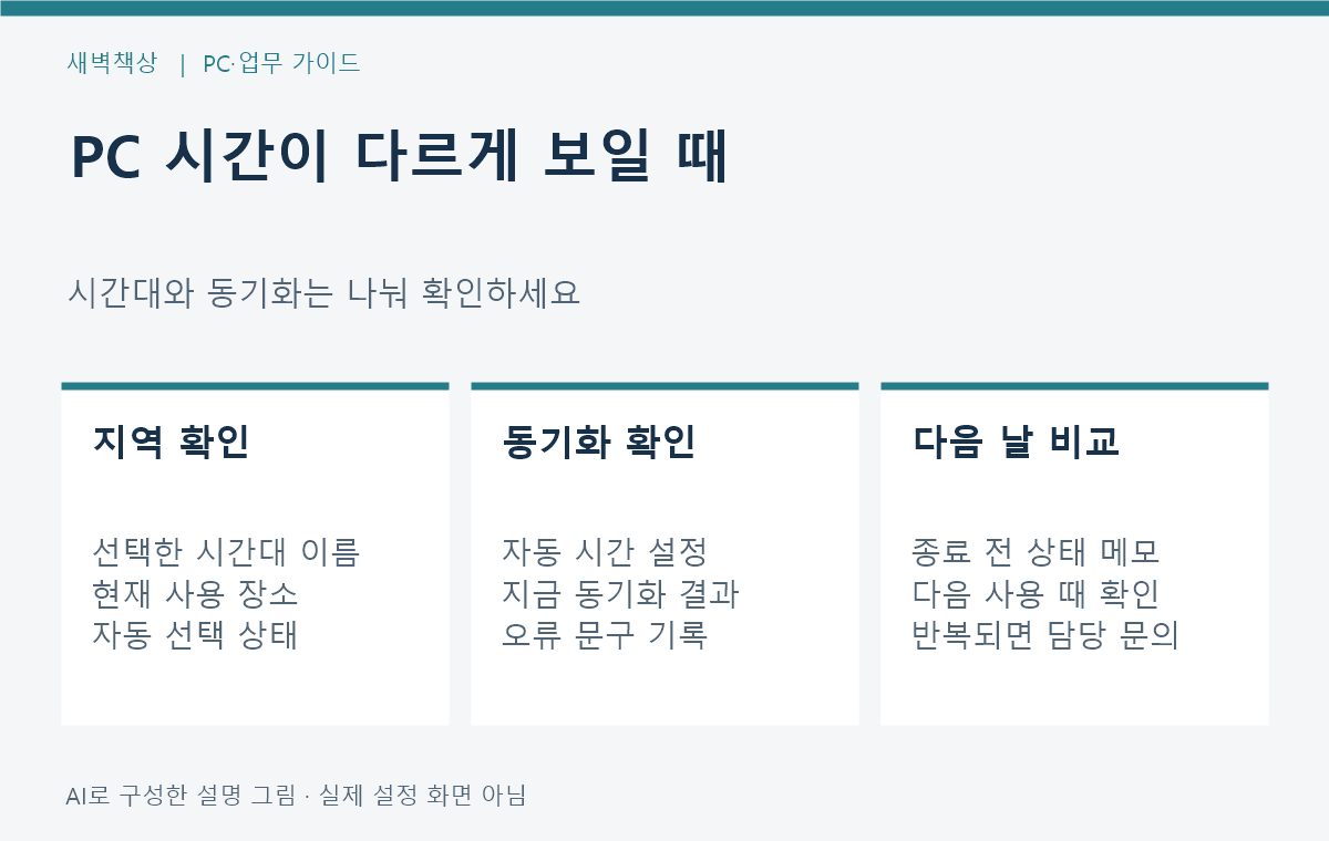 윈도우 11 시간이 안 맞을 때: 시간대·동기화와 다음 날 점검