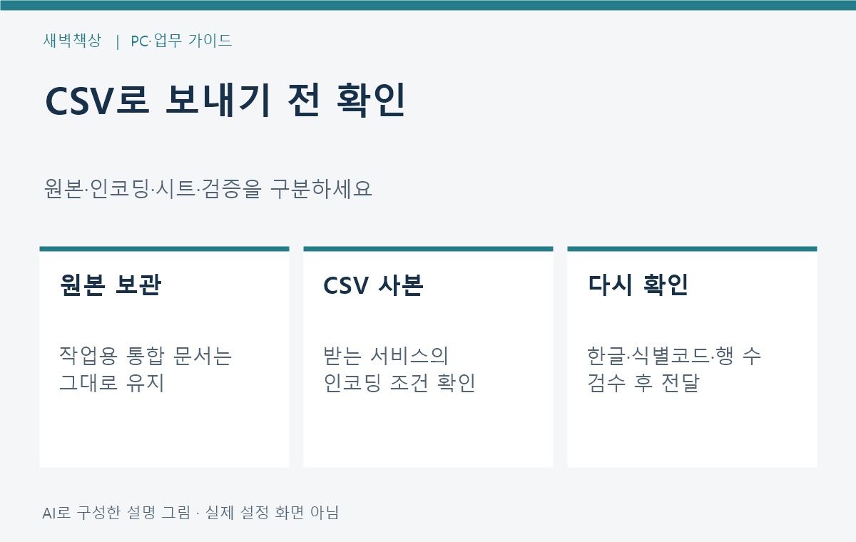 CSV로 보내기 전 원본 인코딩 시트 검증 점검