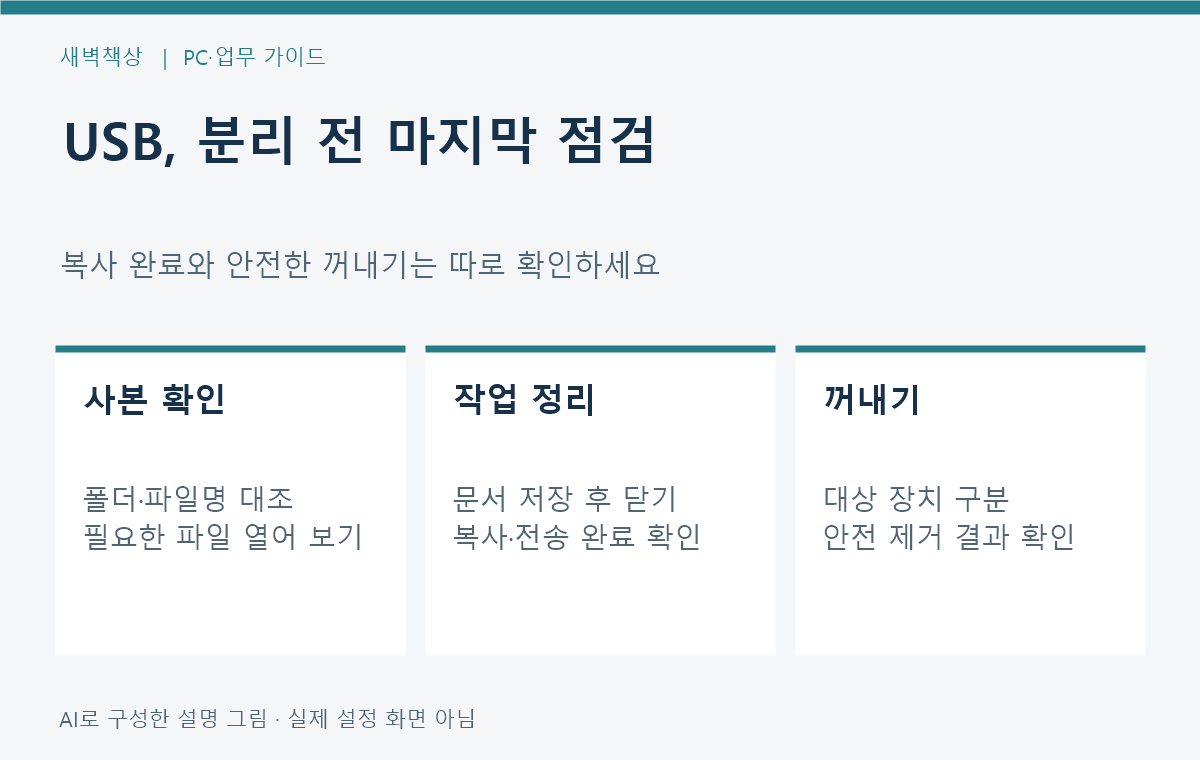 USB 안전하게 제거 전 확인: 복사·저장·꺼내기 순서