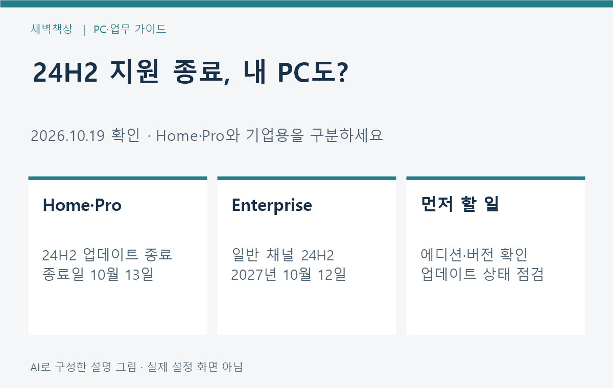 윈도우 11 24H2 지원 종료: Home·Pro 대상 확인과 다음 점검