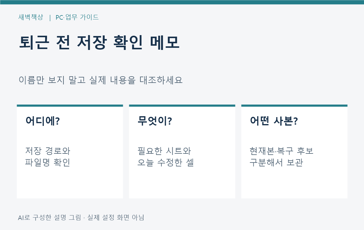 저장할 경로와 이름, 필요한 시트와 수정 셀, 별도 사본을 확인