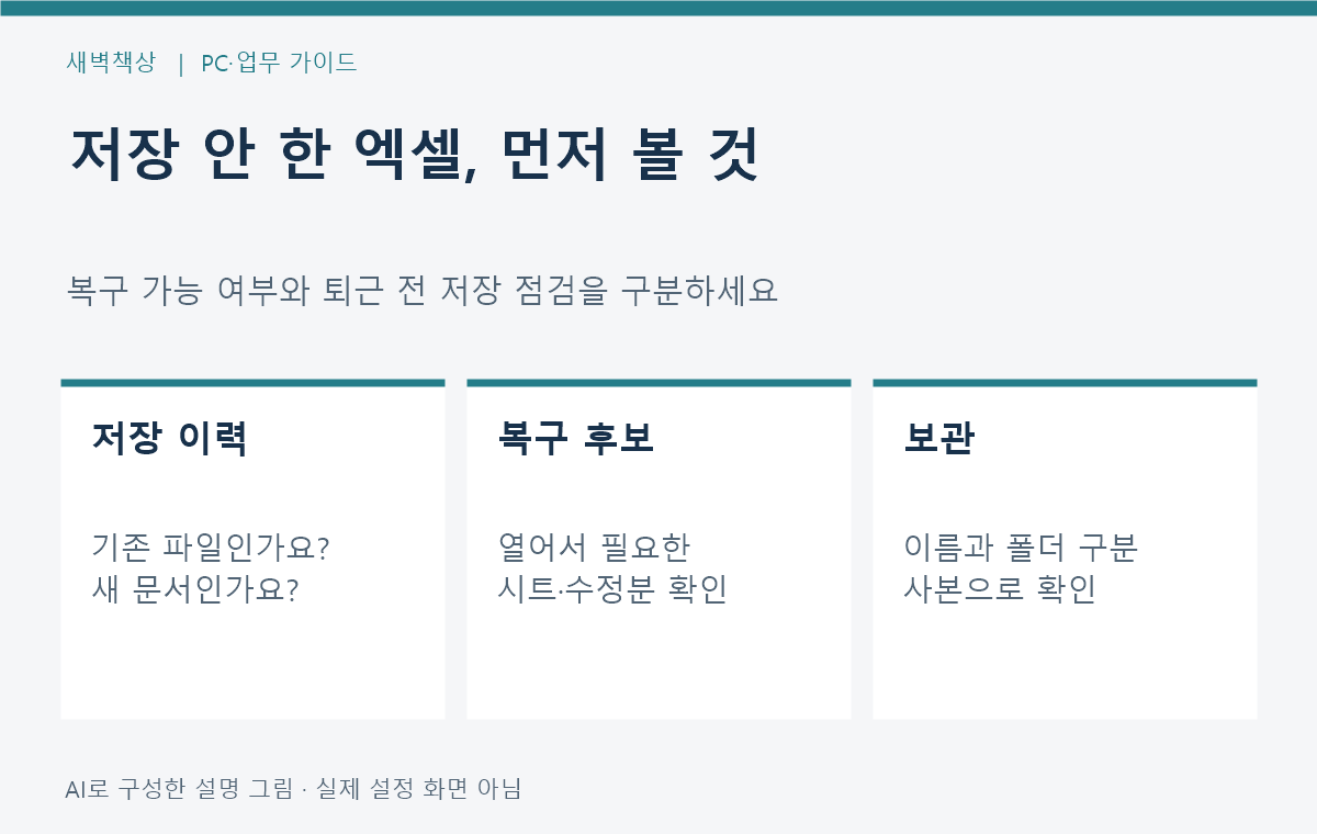 엑셀 저장 안 한 파일 복구: 자동복구 확인과 퇴근 전 저장 점검
