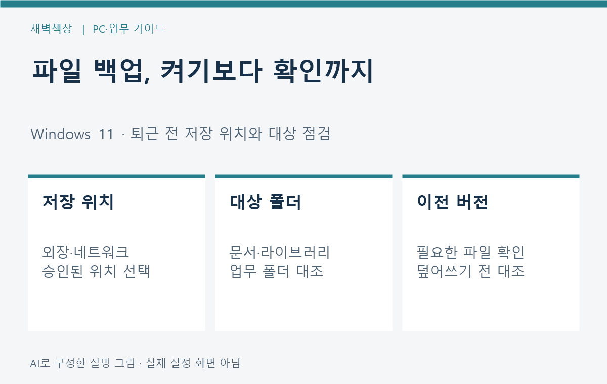 윈도우 11 파일 히스토리 백업: 대상 폴더와 이전 버전 복원 확인