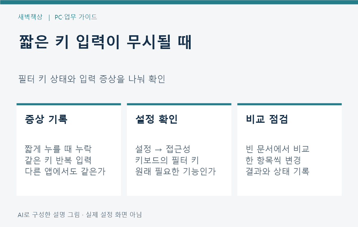 윈도우 11 키 입력이 무시될 때: 필터 키 확인과 비교 점검