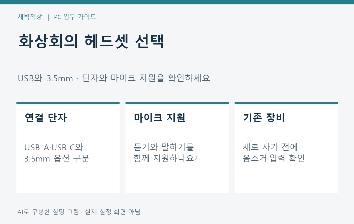 화상회의 헤드셋 USB vs 3.5mm: 노트북·PC 연결 확인법