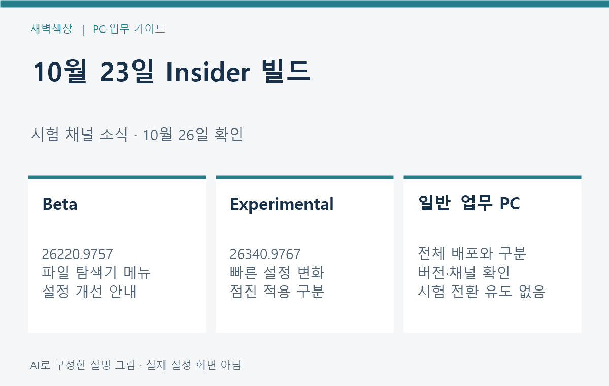윈도우 11 Insider 10월 23일 빌드: 시험 채널별 변경 구분