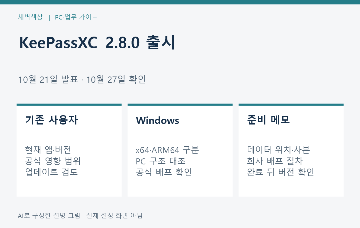 KeePassXC 2.8.0 출시: Windows ARM64와 업데이트 전 확인