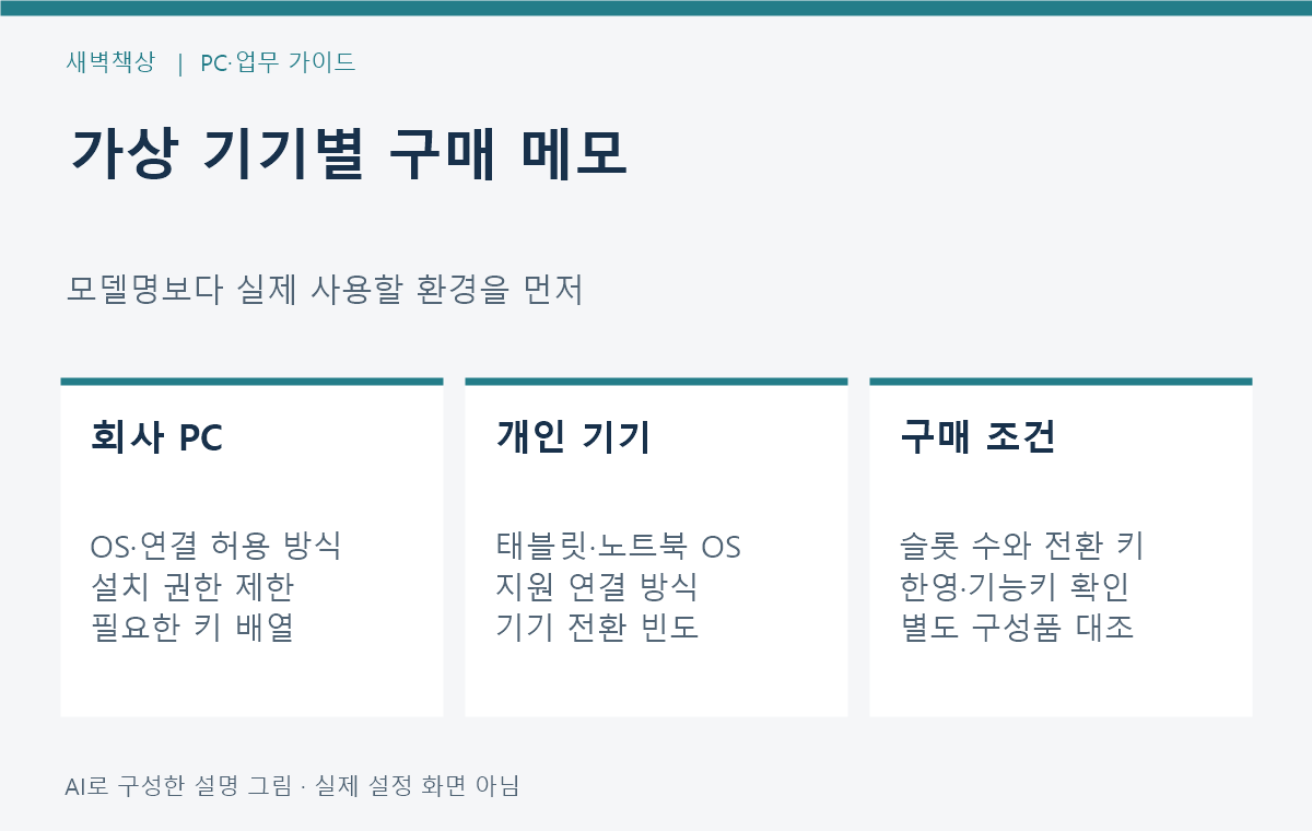 회사 PC와 개인 기기의 OS 연결 정책 배열 전환 빈도를 구매 전에 적는 가상 비교 메모