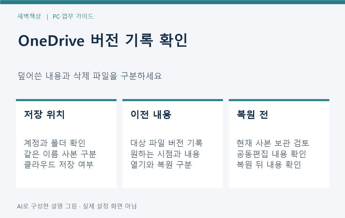 OneDrive 덮어쓴 파일 복원: 버전 기록에서 이전 내용 확인