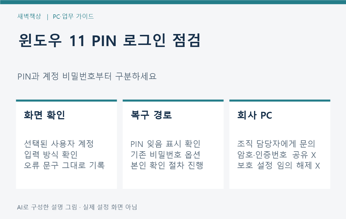 윈도우 11 PIN 안 될 때: 비밀번호·로그인 옵션·복구 경로