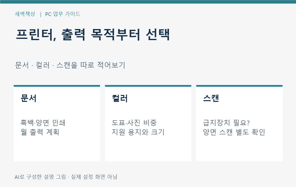 레이저·잉크젯 프린터 선택: 문서·컬러·스캔 용도별 확인
