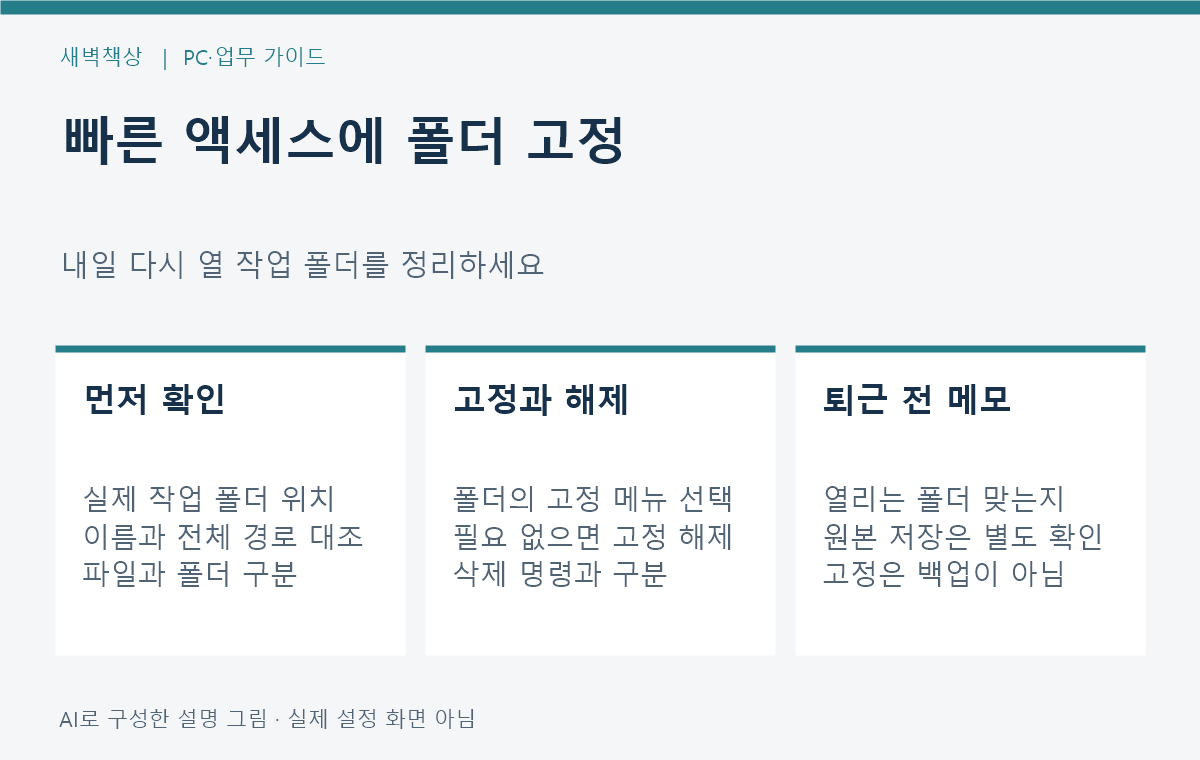 윈도우 11 빠른 액세스 고정: 퇴근 전 작업 폴더 정리