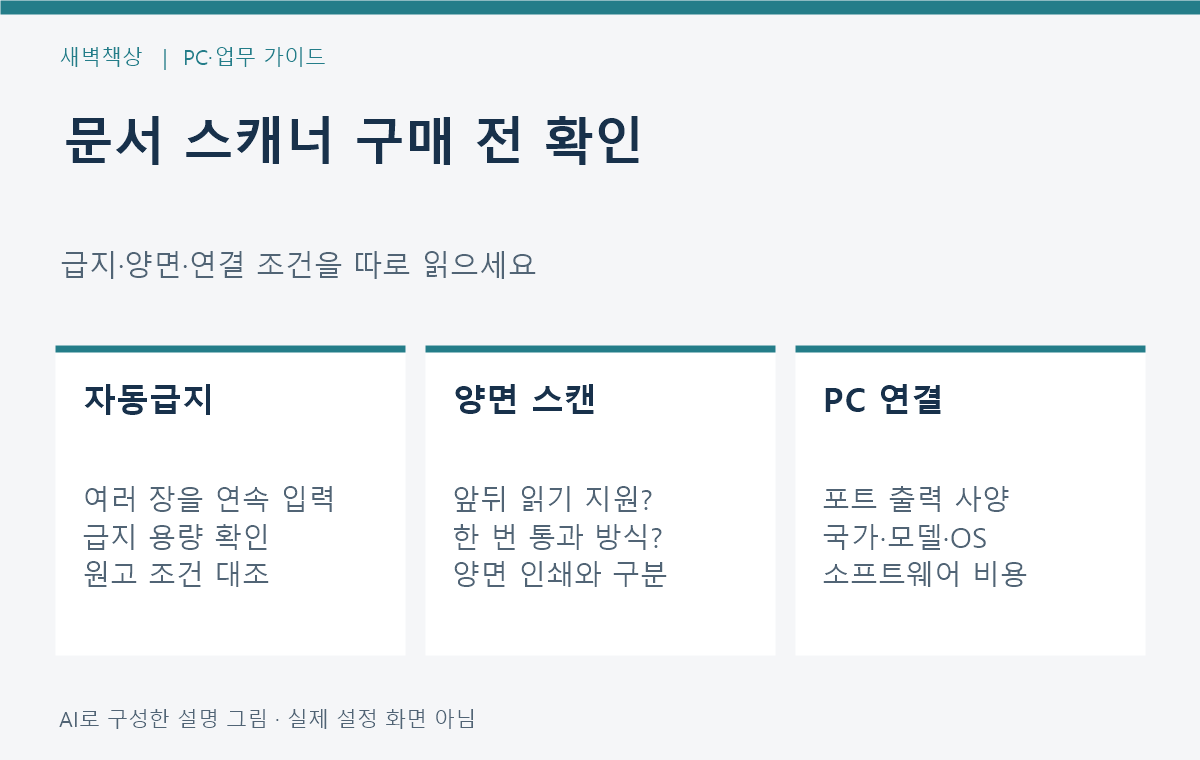 문서 스캐너 구매 전: 자동급지·양면스캔·USB 전원 확인