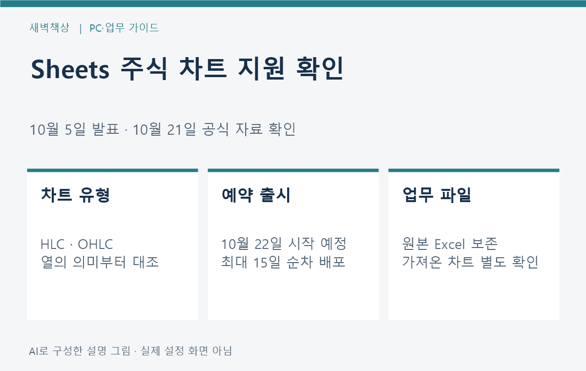 Google Sheets 주식 차트 지원: 10월 22일 배포 전 확인