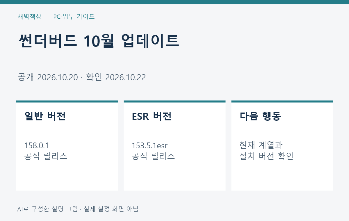 썬더버드 10월 보안 업데이트: 일반·ESR 버전 확인