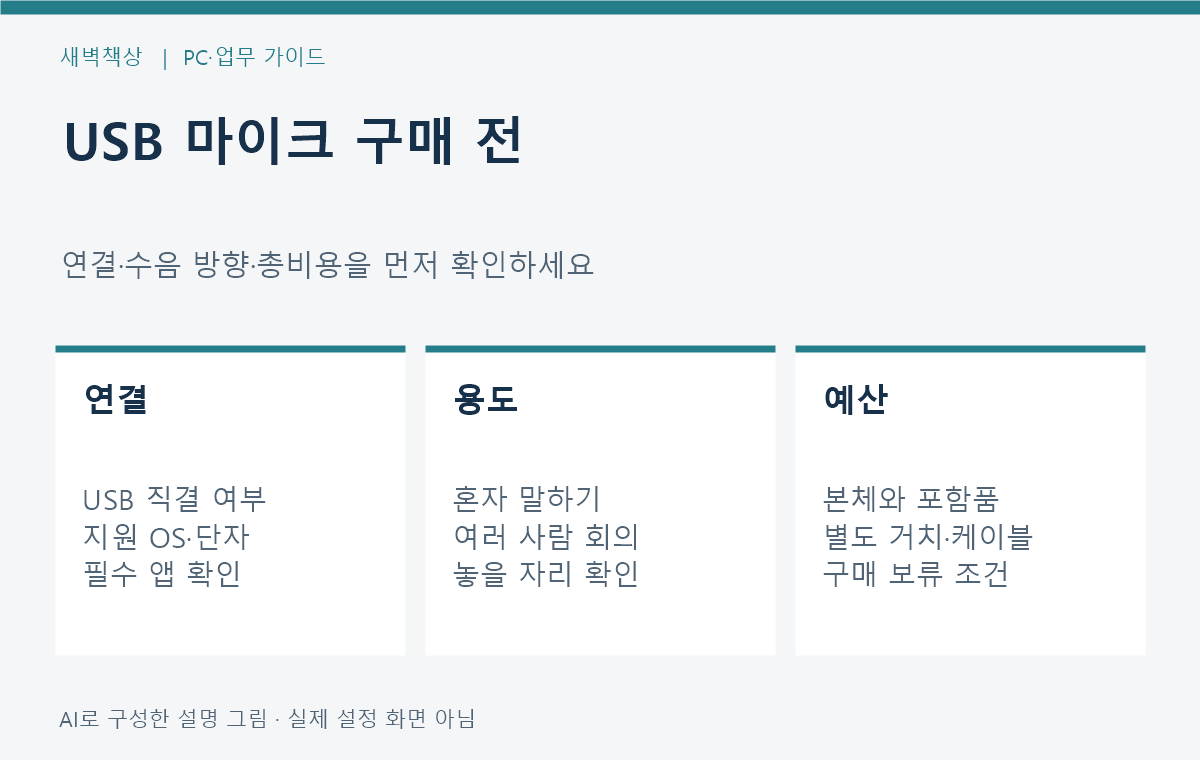 USB 마이크 구매 전 체크리스트: 연결·지향성·추가 비용