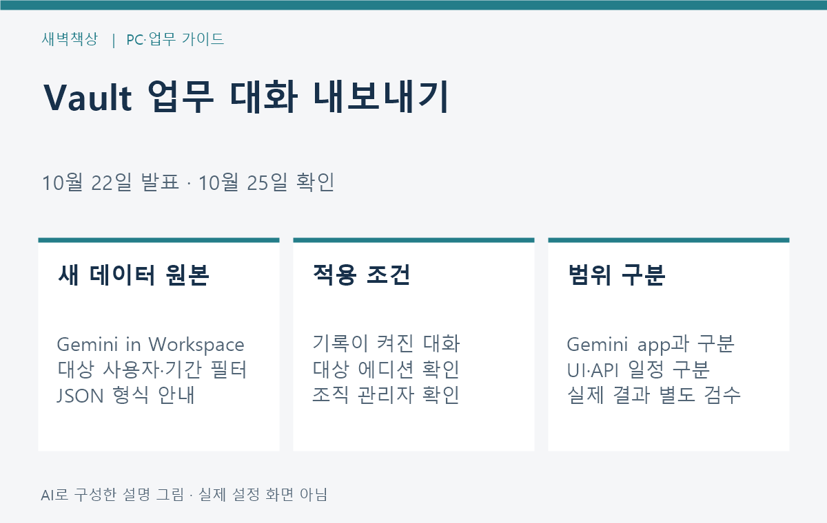 Google Vault 업무용 Gemini 대화 내보내기: 대상·범위 확인
