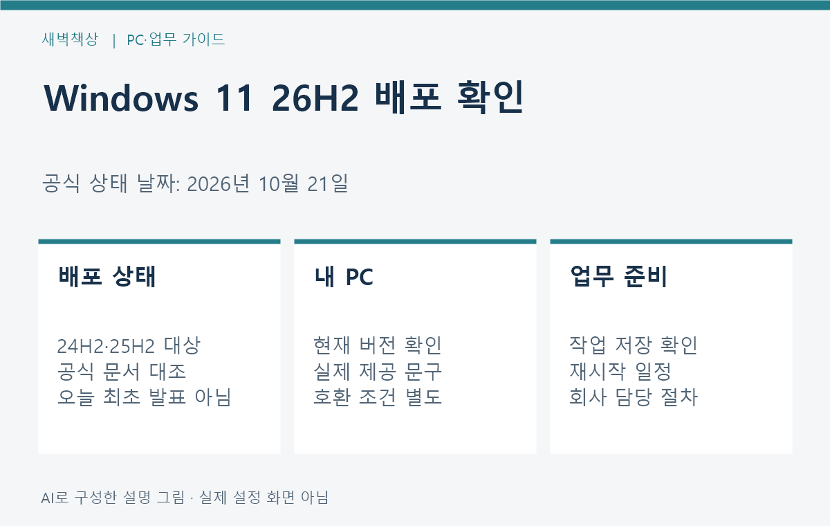 윈도우 11 26H2 배포 상태: 24H2·25H2에서 확인할 것