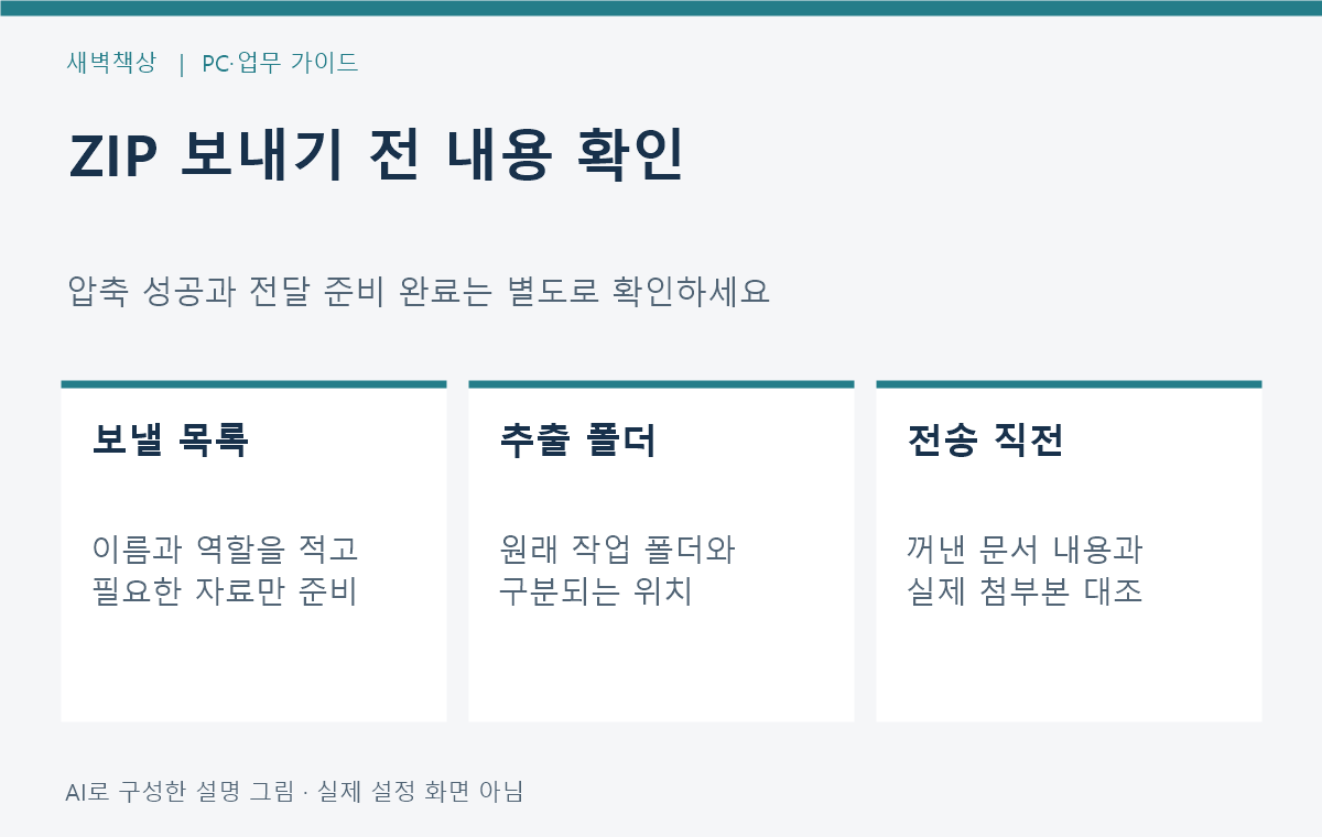 윈도우 11 ZIP 파일 보내기 전: 내용·추출 폴더 확인법